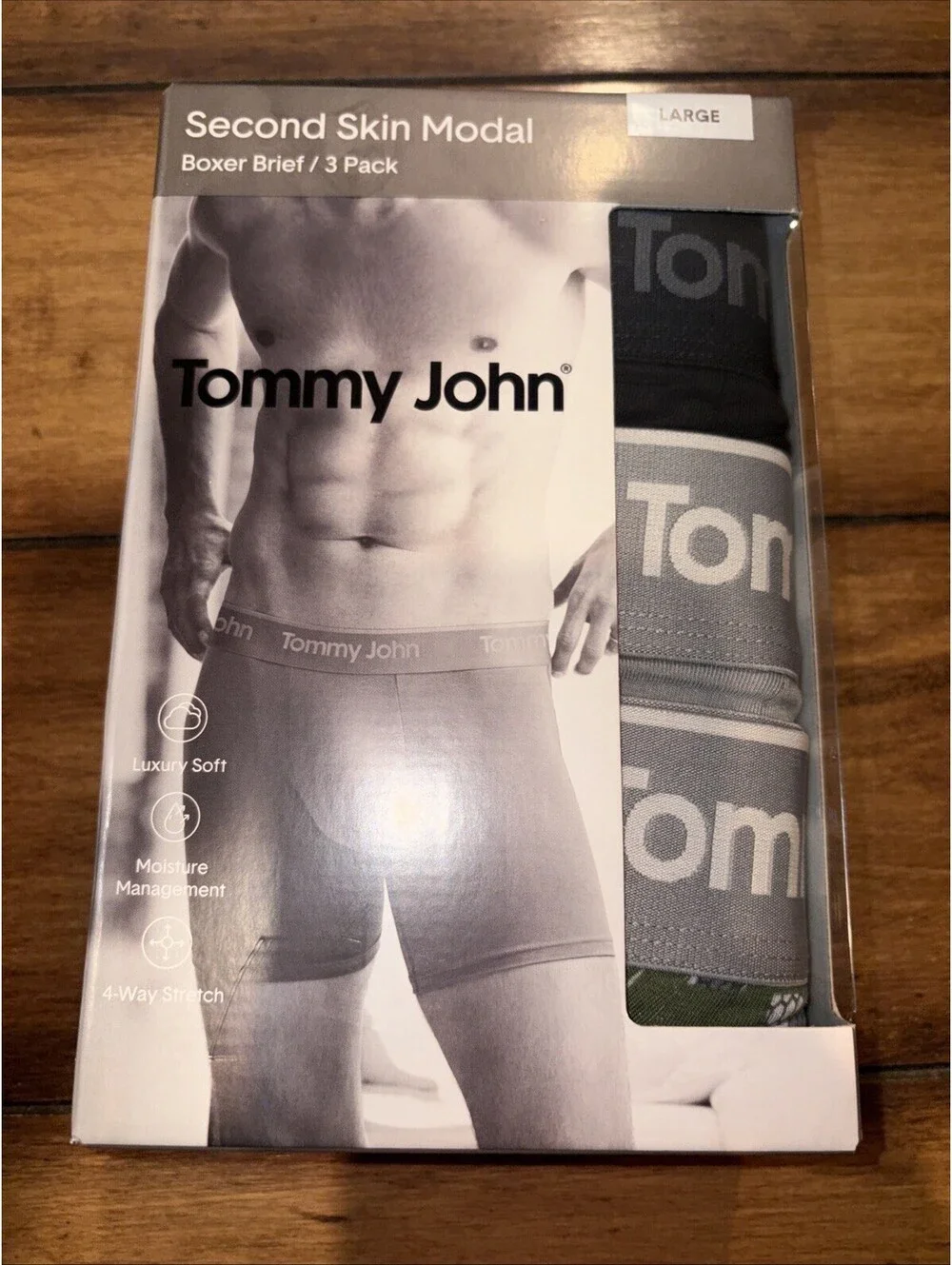 Tommy Jon Essential Second Skin Model Large Boxer Brief Model Stretch Fabrc